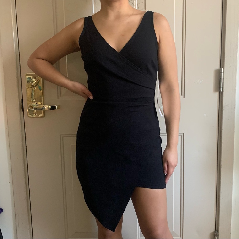 Asymmetrical Black Mini Dress Small